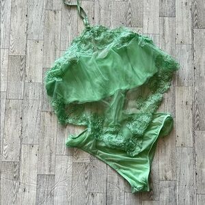 Victoria's Secret Mint Green Lace lingerie bodysuit size XL